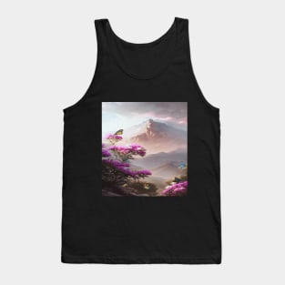 Lavender Mountains Butterflies And Sky Tank Top